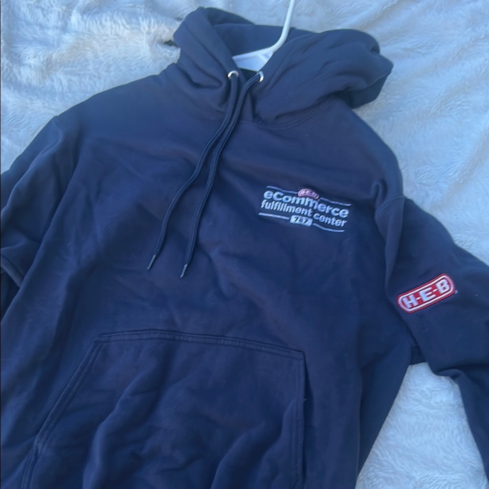 Navy Blue Hoodie with Embroidered Logos